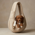 Load image into Gallery viewer, Teddy Fleece Dog Sling Carrier – Oatmeal | Posh Poos London
