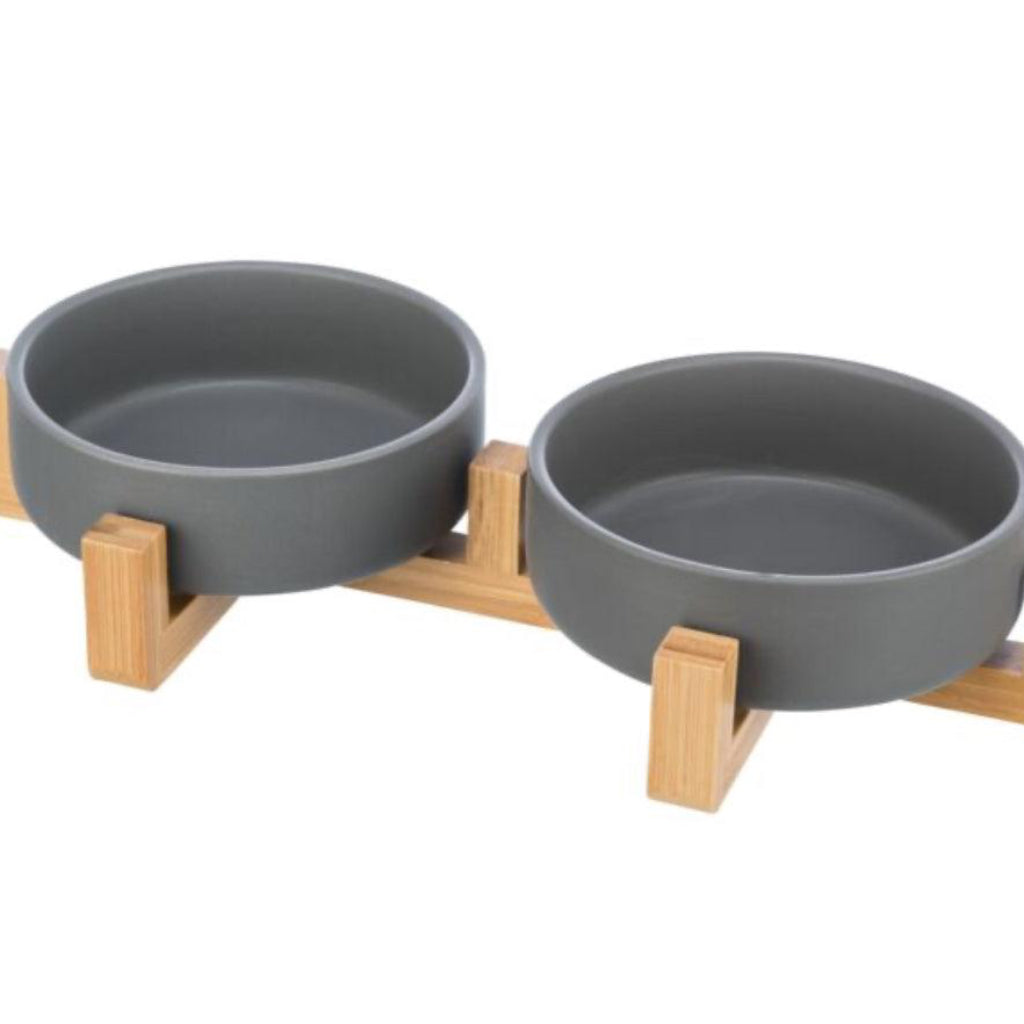 Ceramic/Bamboo Dog 2 Bowl Set - Posh Poos