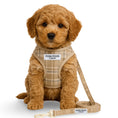 Load image into Gallery viewer, Posh Poos Puppy Harness Set – Taupe Plaid (XXS/XS)