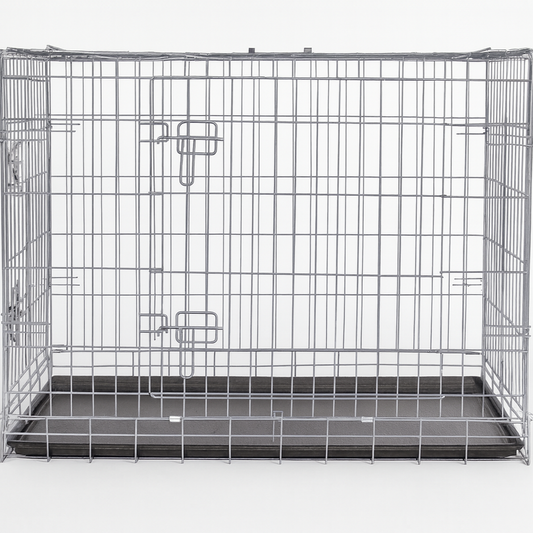 Cozy Silver Dog Crate – 24”, 30”, 36” Metal Crate for Puppies & Small to Medium Dogs