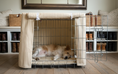 Load image into Gallery viewer, Luxury Heritage Stripe Dog Crate Cover - Taupe