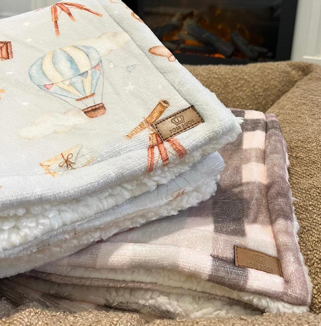 CHECKS Posh Poos Sherpa Dog and Puppy Blanket, Free Delivery - Posh Poos