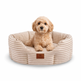 Load image into Gallery viewer, Posh Poos Heritage Stripe Dog Bed - Taupe