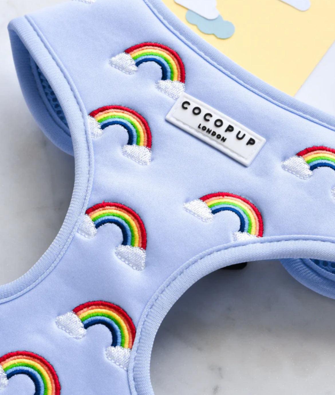 LUXE ADJUSTABLE NECK Dog and Puppy HARNESS - OVER THE RAINBOW - Posh Poos