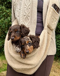 Load image into Gallery viewer, Teddy Fleece Dog Sling Carrier – Oatmeal | Posh Poos London