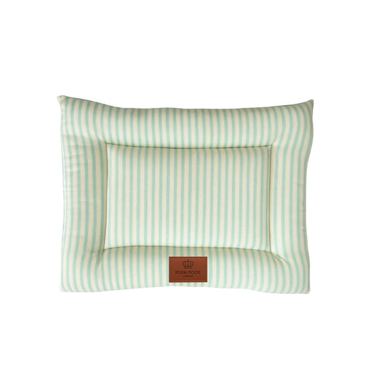 Heritage Stripe Dog Crate Mattress - Luxury Bedding for Puppy & Small Dog Crates (Green)