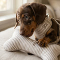 Load image into Gallery viewer, Posh Poos Bone Toy- Heritage Stripe- Taupe