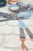 Load image into Gallery viewer, Waterproof BioThane® Dog Collar & Dog Lead Set - Pastel Blue and Grey SMALL - Posh Poos
