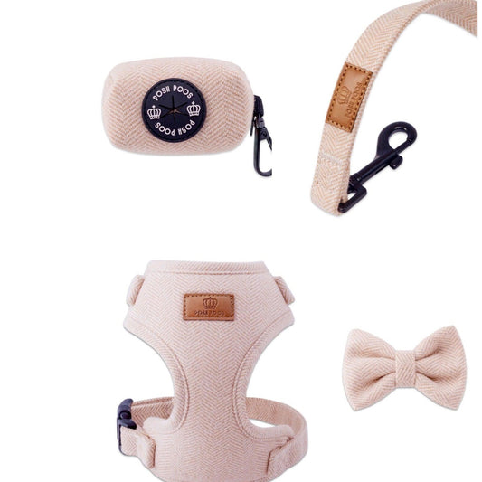 Posh Poos tweed puppy harness set
