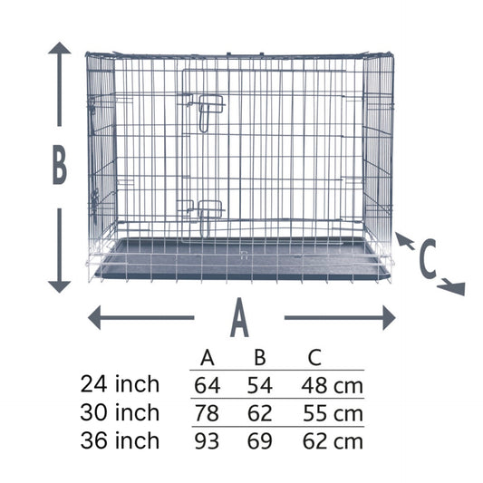 Cozy Silver Dog Crate – 24”, 30”, 36” Metal Crate for Puppies & Small to Medium Dogs