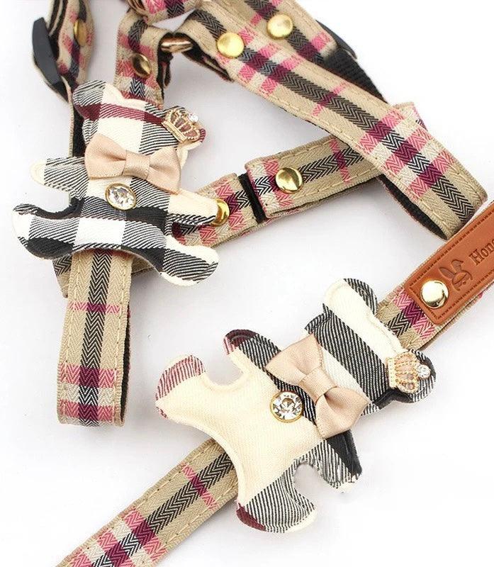 Burberry Style Harness And Lead SMALL - Posh Poos
