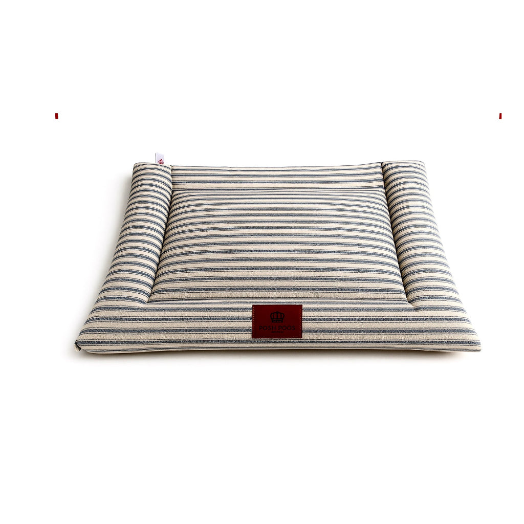 Heritage Stripe Dog Crate Mattress – Luxury Bedding for Puppy & Small Dog Crates (Grey)