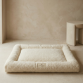 Load image into Gallery viewer, cream boucle crate mattress bed with 'POSH POOS' branding on a neutral background