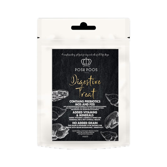 Posh Poos digestive treat packaging on a white background