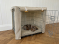 Load image into Gallery viewer, Luxury Heritage Stripe Dog Crate Cover -Grey
