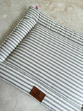 Load image into Gallery viewer, grey stripe luxury dog cage mattress dog crate cushion bedding posh poos