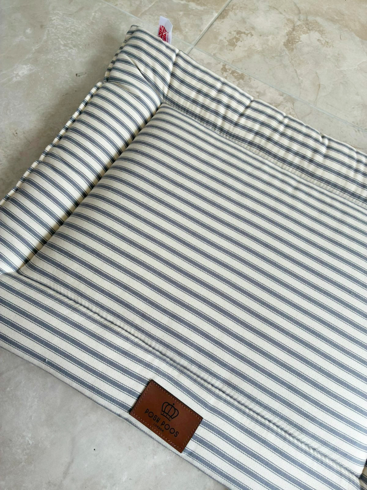 grey stripe luxury dog cage mattress dog crate cushion bedding posh poos