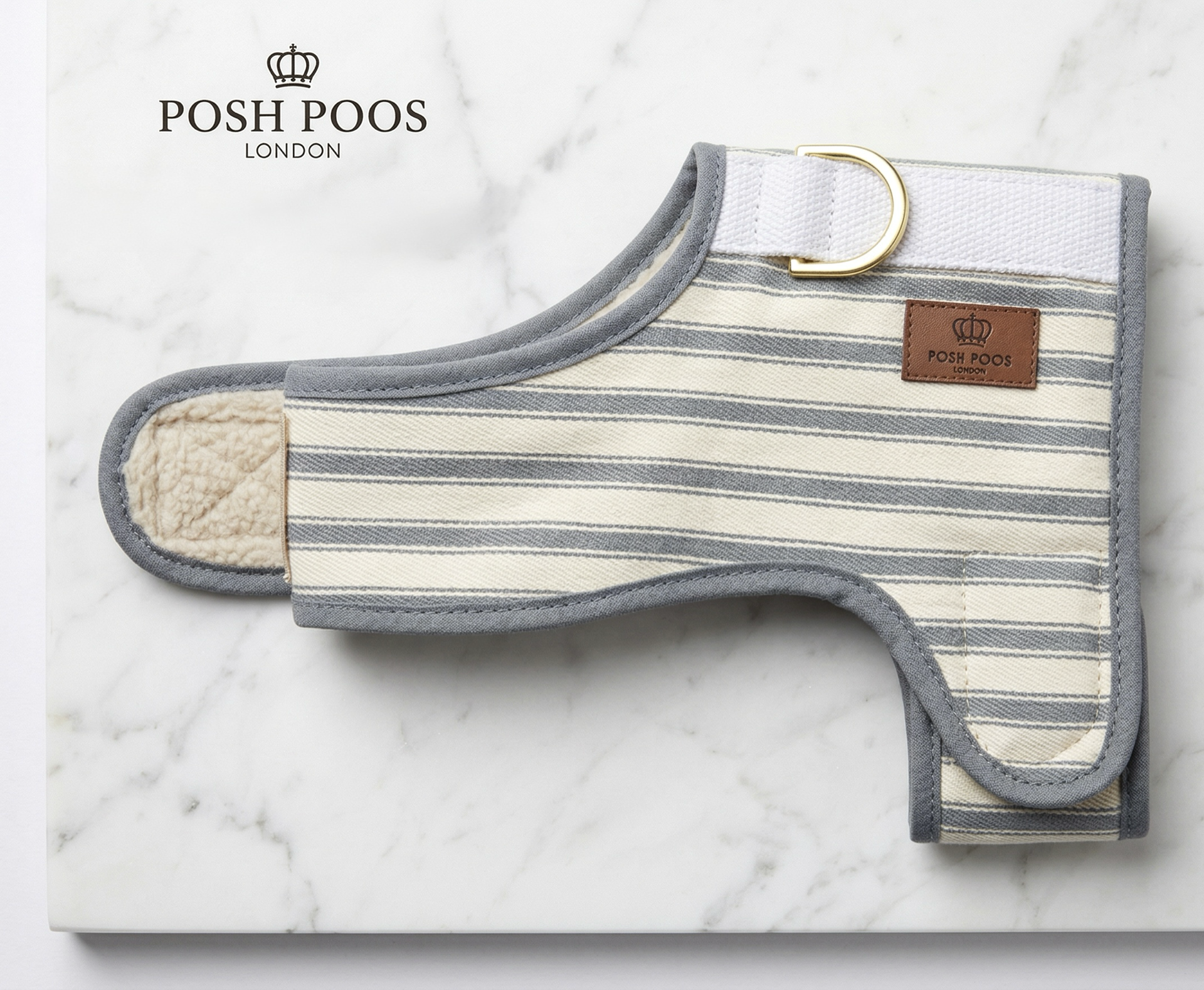 Heritage Stripe Sherpa Coat Harness -Grey