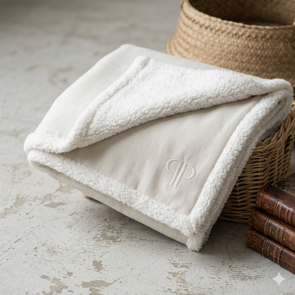 Ivory Monochrome Dog Blanket –with Sherpa | 70 × 100 cm - Ivory