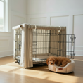 Load image into Gallery viewer, Luxury Heritage Stripe Dog Crate Cover - Taupe
