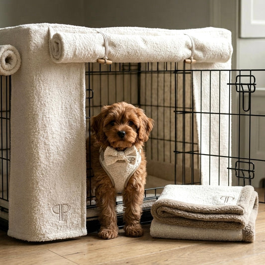 Complete Puppy 4 Piece Crate Set - Luxury Boucle -Cream