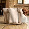 Load image into Gallery viewer, Heritage Stripe Luxury Dog Carrier Bag - Taupe
