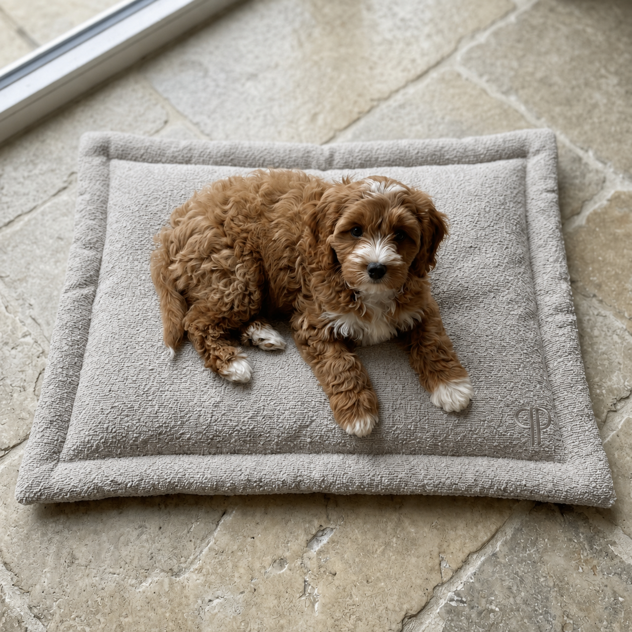 Boucle Luxury Dog Crate Mattress Bed - Stone