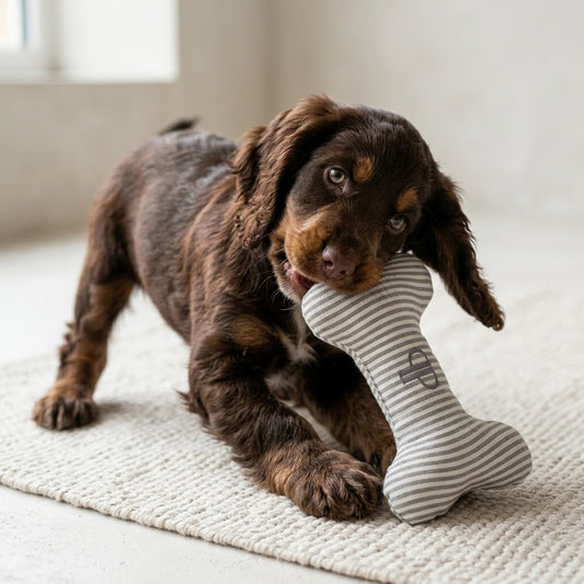 Posh Poos Bone Toy- Heritage Stripe- Grey