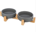 Load image into Gallery viewer, Ceramic/Bamboo Dog 2 Bowl Set - Posh Poos
