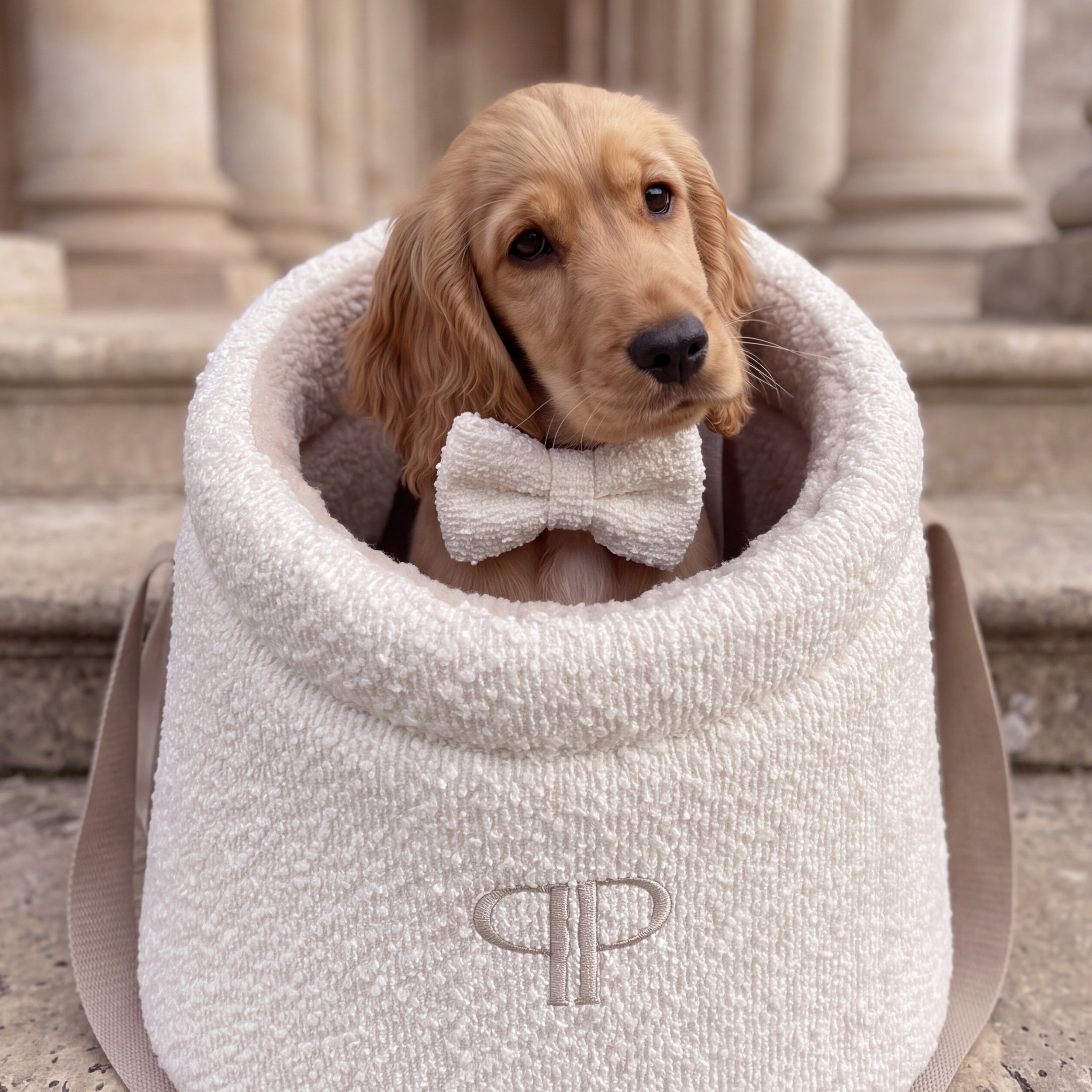 Posh Poos Dog/Puppy Carrier Bag – Boucle - Cream