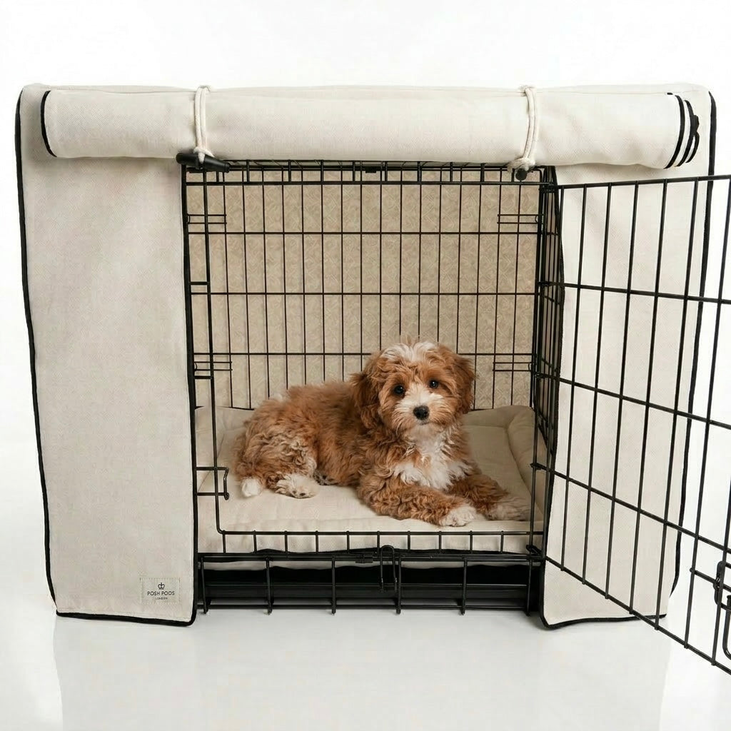 Complete Puppy Crate Set - Ivory Linen (Save £30)