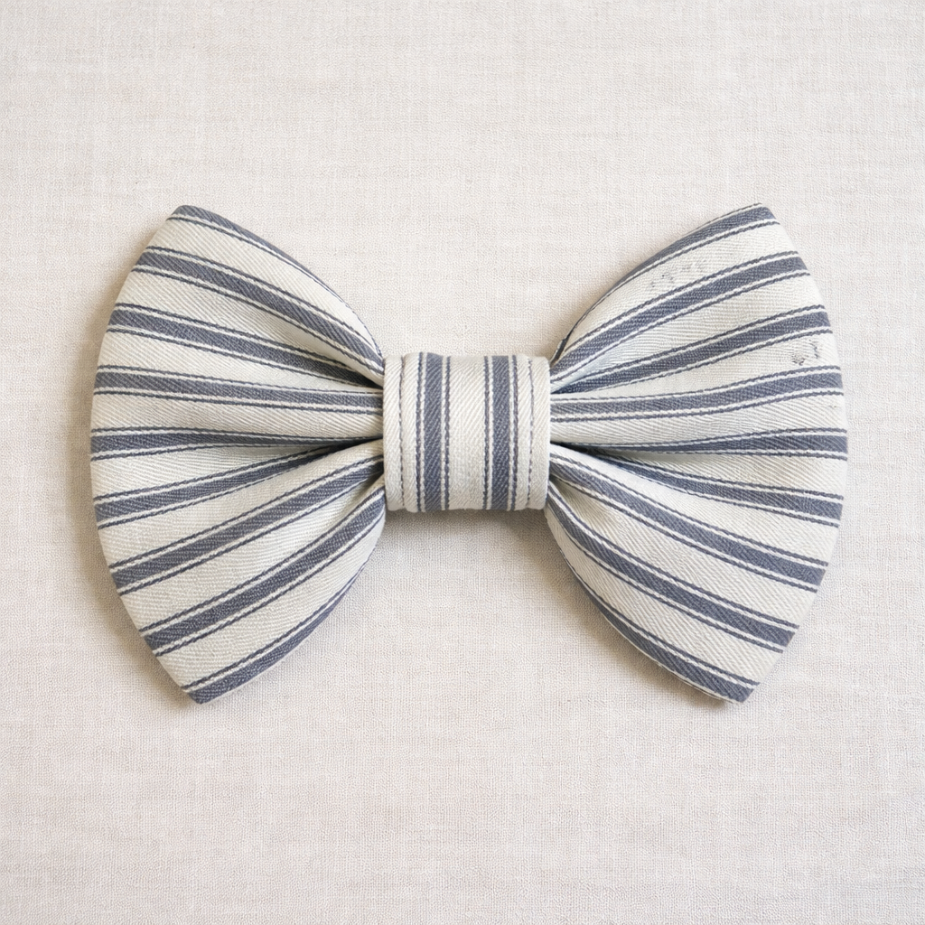 Heritage Stripe Doggy Bowtie - Grey