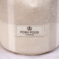 Load image into Gallery viewer, cream tartan fabric with woven posh poos label 
