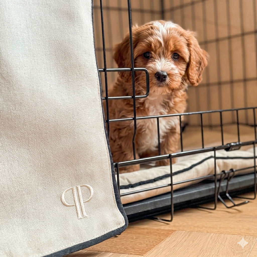 Ivory Monochrome Dog Crate Cover - Ivory