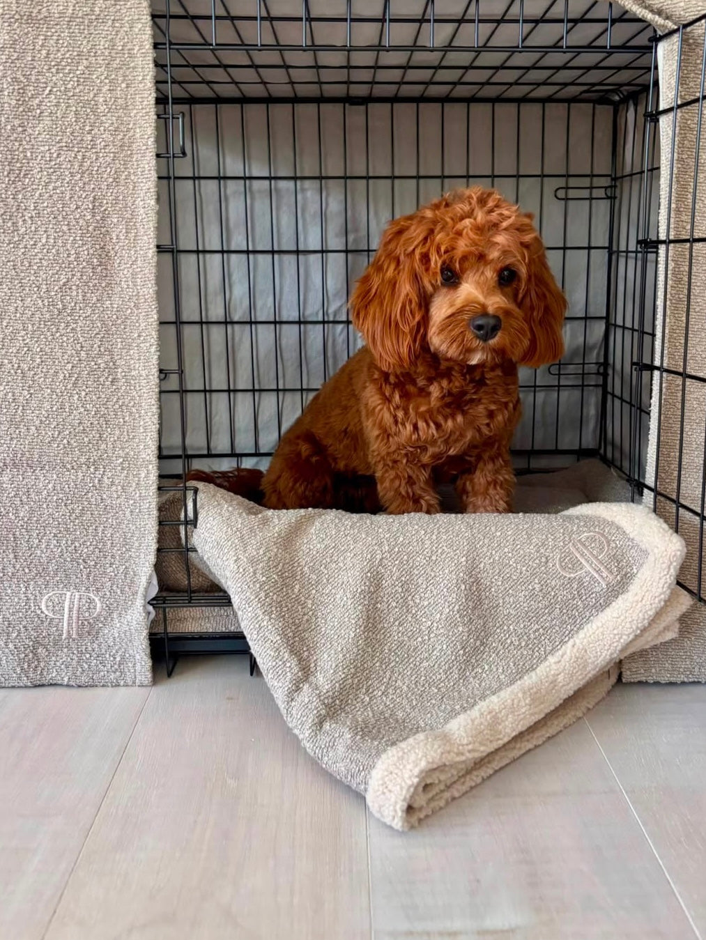 Boucle Luxury Dog Crate Cover - Stone