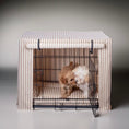 Load image into Gallery viewer, Posh Poos Dog Crate Cage Cover In Taupe Heritage Stripe - Posh Poos
