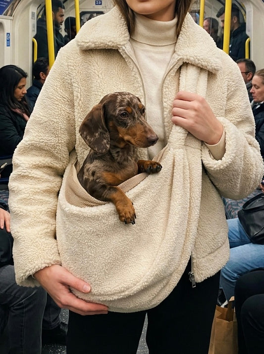 Teddy Fleece Dog Sling Carrier – Ivory | Posh Poos London