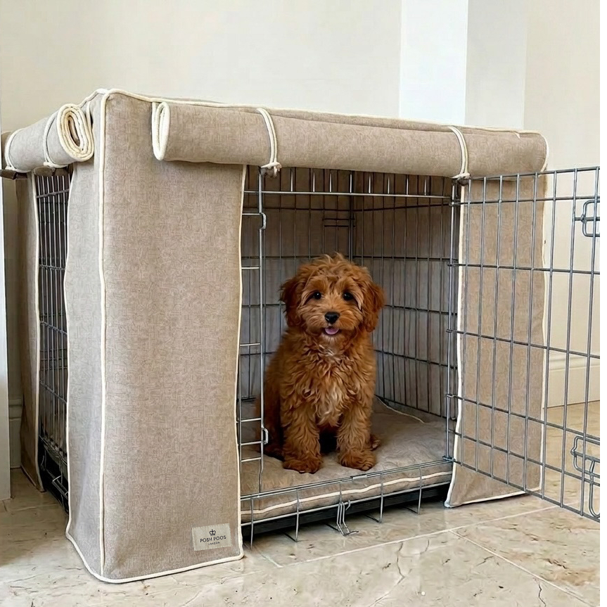 Complete Puppy Crate Set - Oatmeal Linen (Save £30)