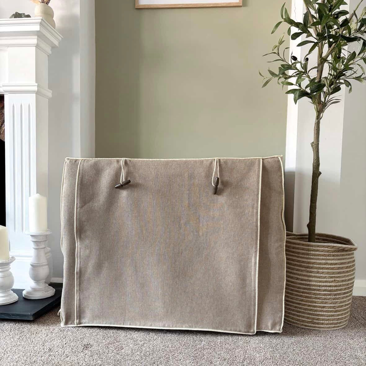 Linen Dog Crate Cover - Oatmeal