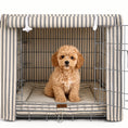Load image into Gallery viewer, Luxury Heritage Stripe Dog Crate Cover -Grey
