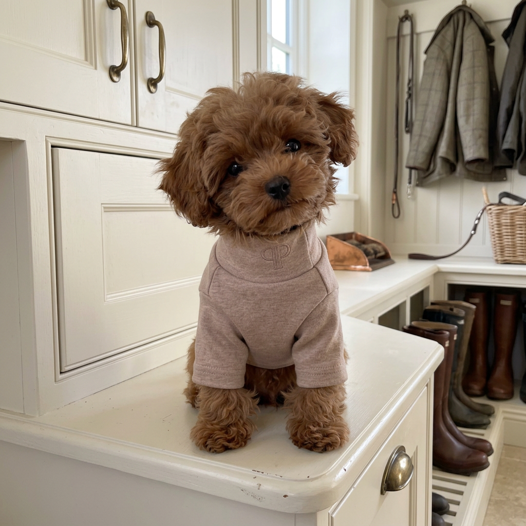 The Monogram Puppy T-Shirt — Soft Taupe