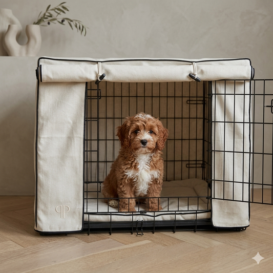 Ivory Monochrome Dog Crate Cover - Ivory