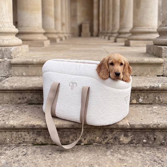 Posh Poos Dog/Puppy Carrier Bag – Boucle - Cream