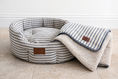 Load image into Gallery viewer, Heritage Stripe Sherpa Backed Blanket - Grey

