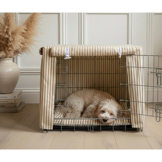 Luxury Heritage Stripe Dog Crate Cover - Taupe