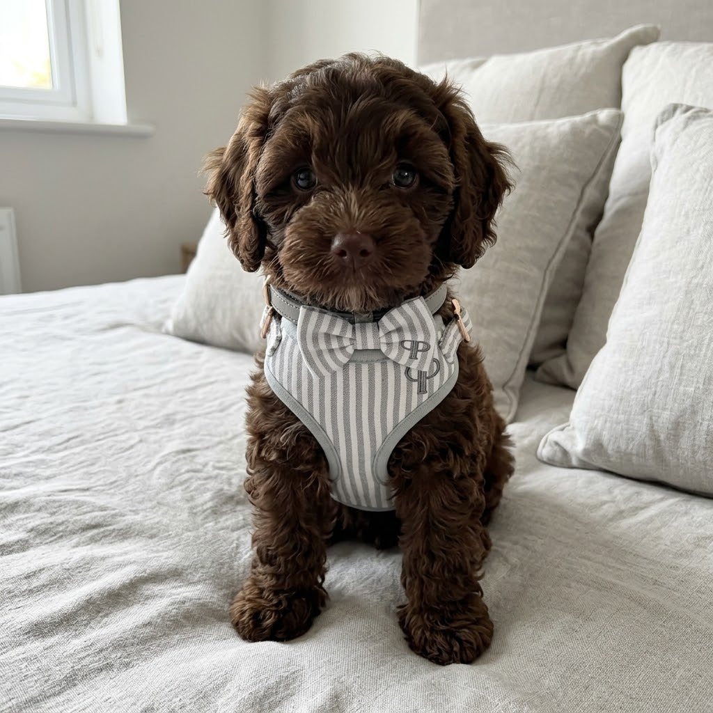 Heritage Stripe Puppy Harness -Grey