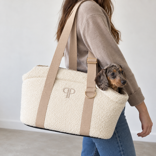 Posh Poos Dog/Puppy Carrier Bag – Boucle - Cream