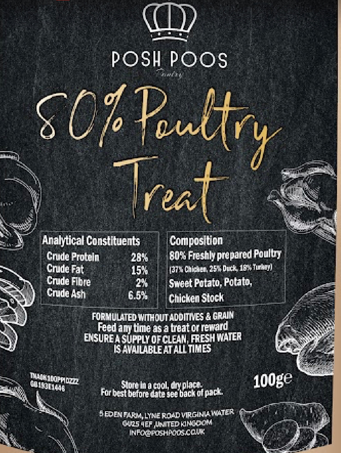 Posh Poos Pantry Poultry Treats 100 grams