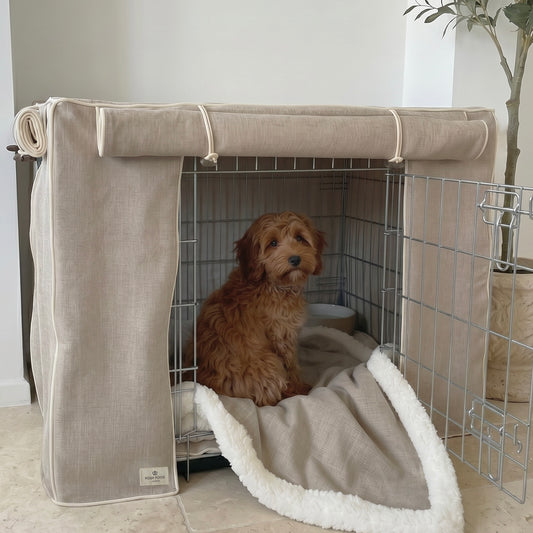 Complete Puppy Crate Set - Oatmeal Linen (Save £30)