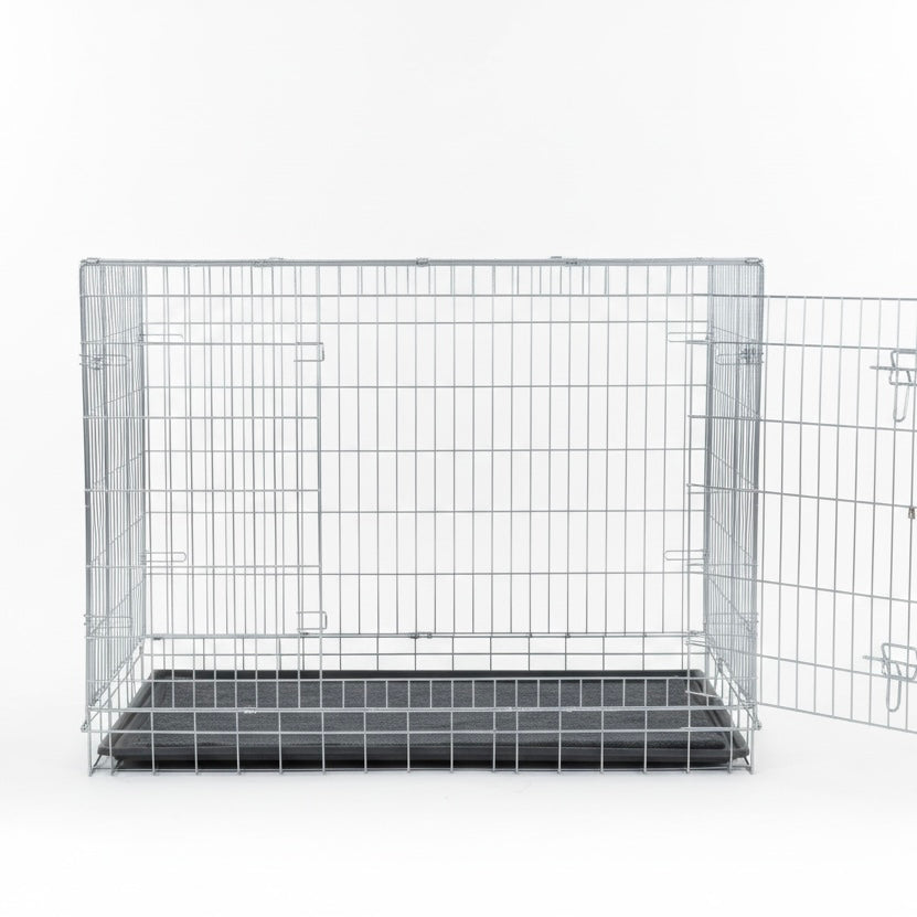 Silver Metal Dog Crate (Double Door)